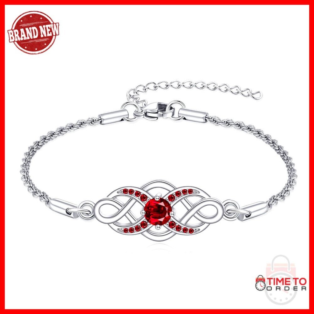 Sterling Silver Celtic Knot Bracelet Infinity Symbol Birthstone Jewelry Gift